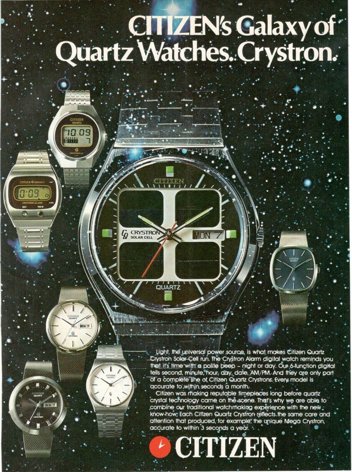 Crystron Solar watch by Citizen 1976